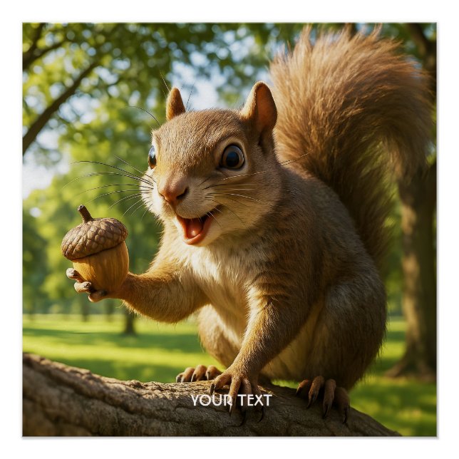 Poster Fantasy Cute Happy Squirrel Forest (Devant)
