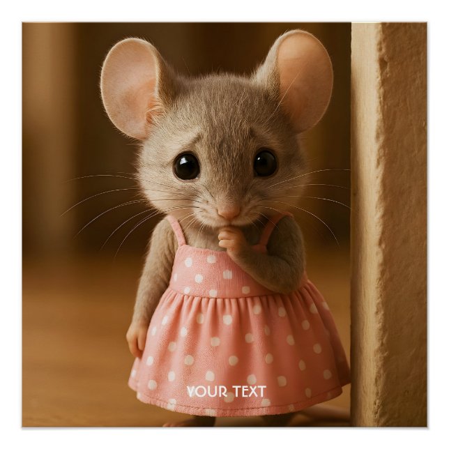 Poster Fantasy Cute Sad Little Mouse  (Devant)