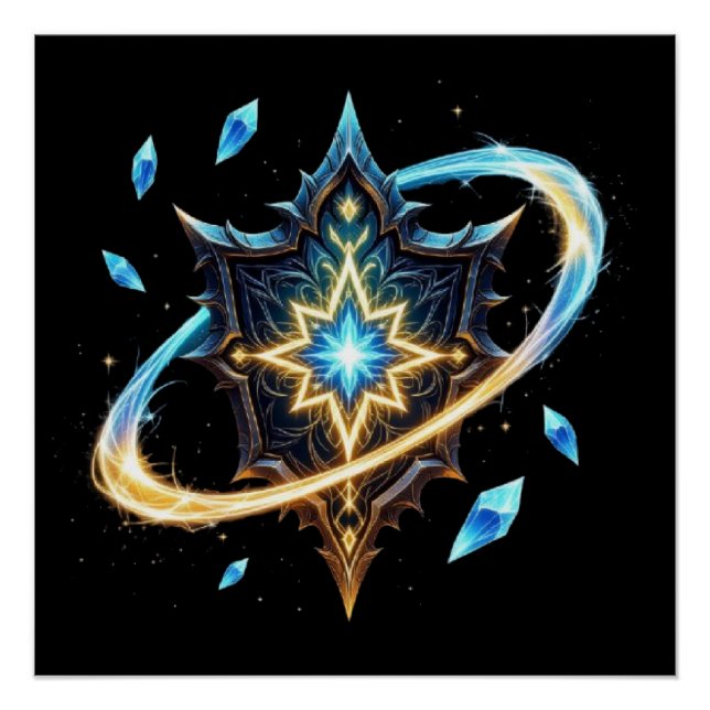 Poster Fantasy Emblem with Floating Blades – Magical Ener (Devant)
