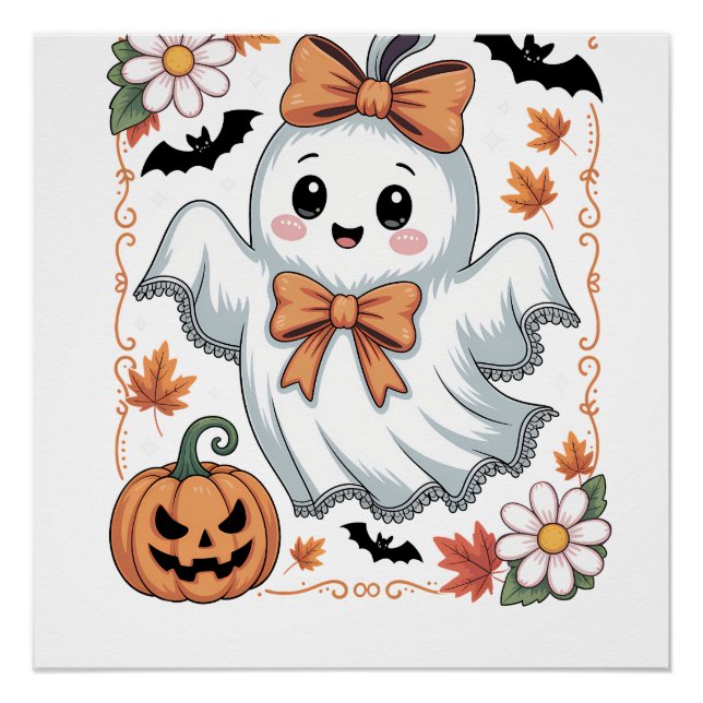 Poster Fantôme de dentelle effrayant Halloween (Devant)