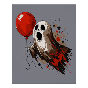 Poster Fantôme et ballon rouge
