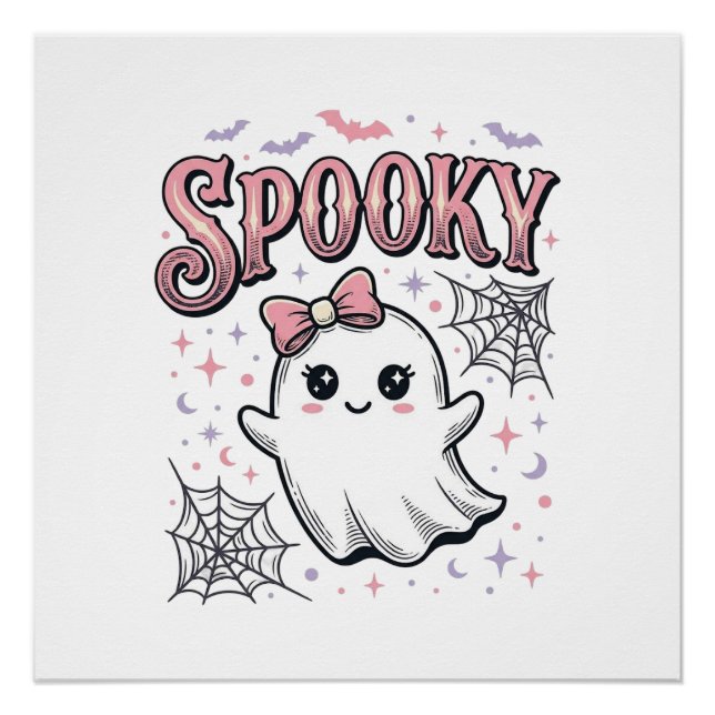 Poster Fantôme Mignon Effrayant Design de Chemise Hallowe (Devant)
