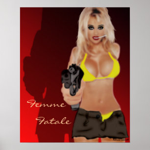 Poster Fatale de Femme Ombre Blonde Dangereuse