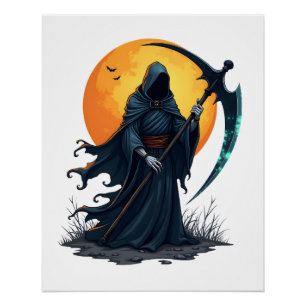 Poster Faucheuse avec Faux � Chemise Halloween Effrayante