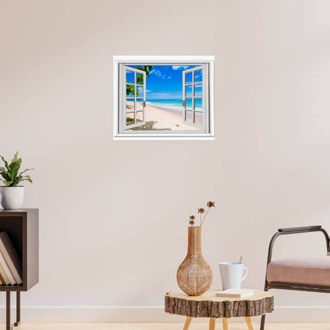 Autocollant mural 3D amovible en vinyle d'une fausse fenêtre avec une