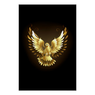 Poster Faux Gold Foil Peace Dove en noir