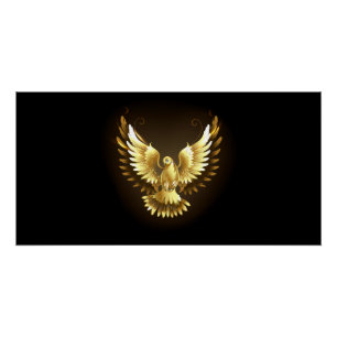 Poster Faux Gold Foil Peace Dove en noir