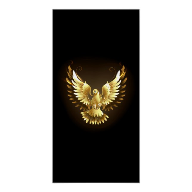 Poster Faux Gold Foil Peace Dove en noir (Devant)