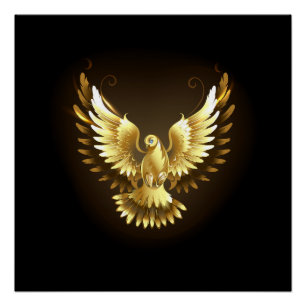 Poster Faux Gold Foil Peace Dove en noir