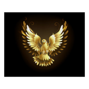 Poster Faux Gold Foil Peace Dove en noir