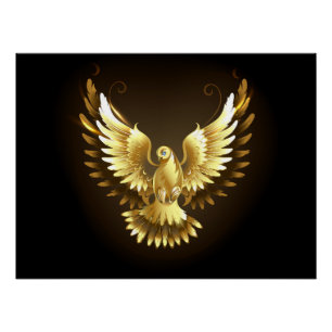 Poster Faux Gold Foil Peace Dove en noir