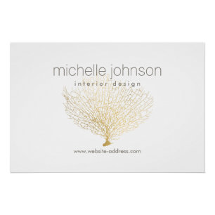 Poster Faux Gold Sea Fan Corail Concepteur intérieur Blan
