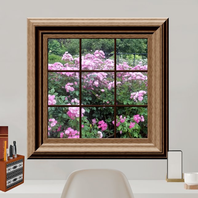 Poster Faux Window Jardin Rose paisible (Créateur téléchargé)