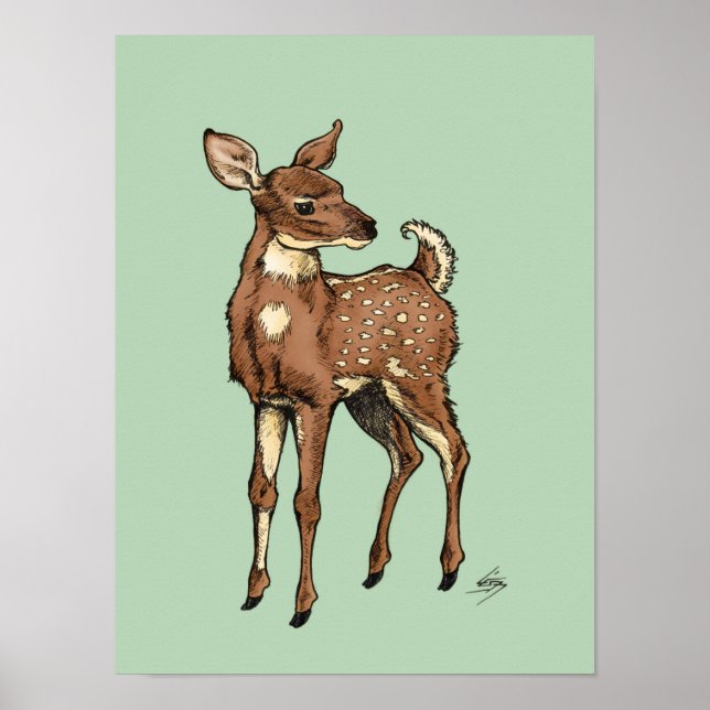 Poster Fawn with Mint arrière - plan (Devant)