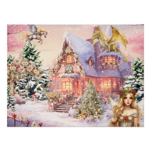 Poster Fée de Noël magique et capricieuse