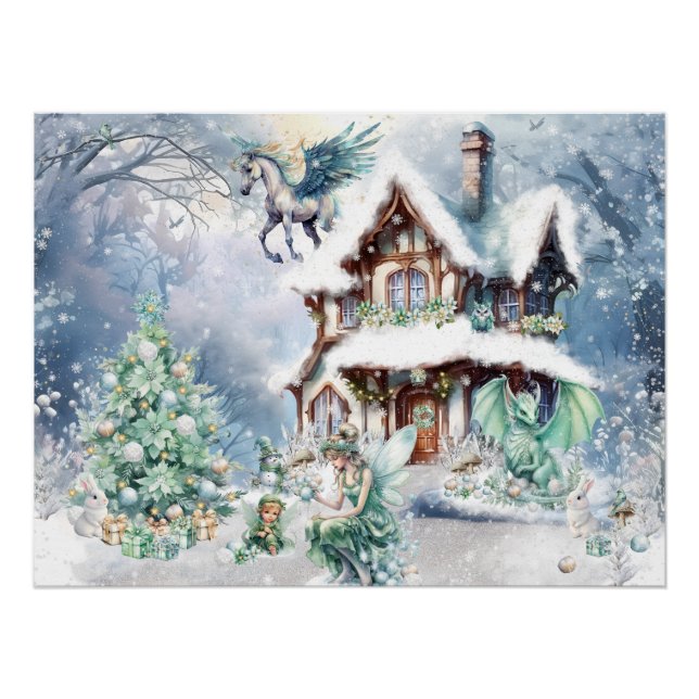 Poster Fée de Noël magique et fantaisiste (Devant)