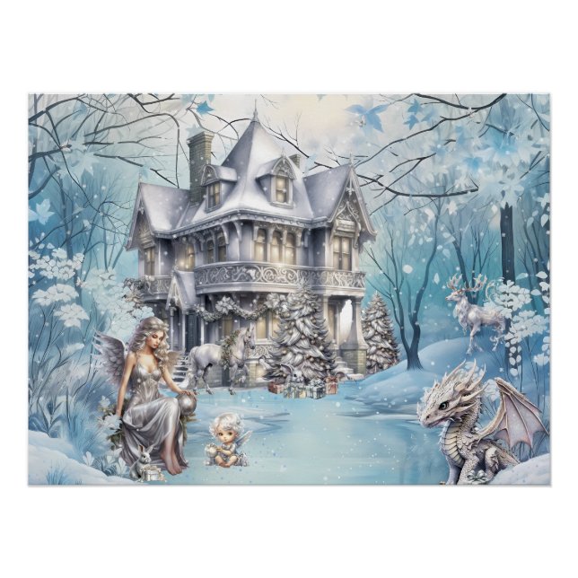 Poster Fée de Noël magique et fantaisiste (Devant)