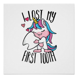Poster Fée des dents drôle - Licorne mignonne J'ai perdu