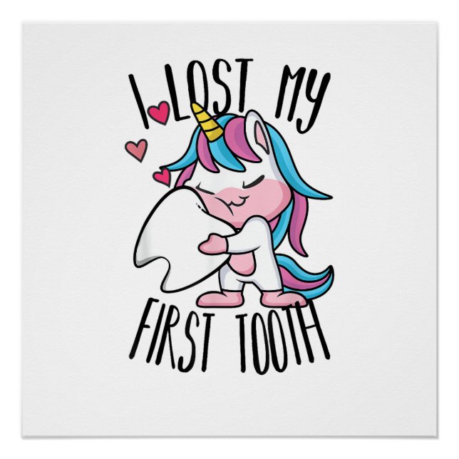 Poster Fée des dents drôle - Licorne mignonne J'ai perdu  (Devant)