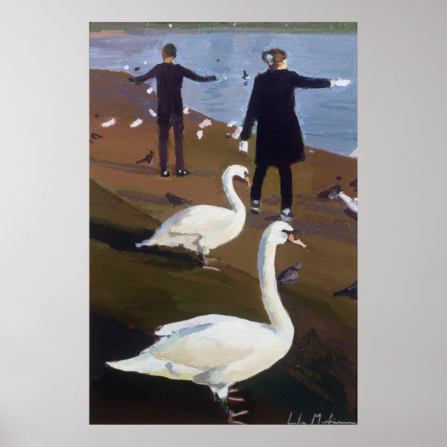 Poster Feeding the Swans at the Round Pond (Devant)