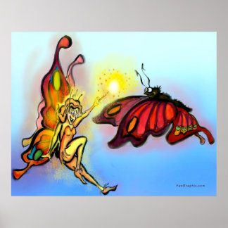 Poster féerie et papillon