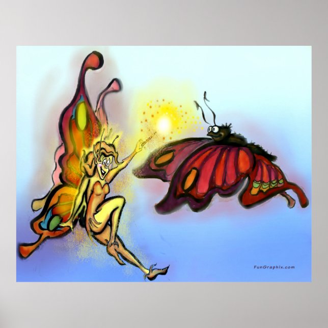Poster féerie et papillon (Devant)