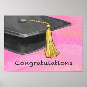Poster Félicitations Diplômé Noir et Rose