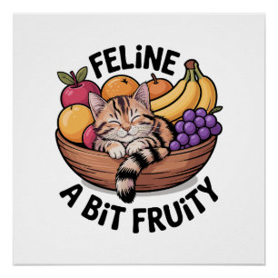 Poster Félin un peu fruité - Chat cosy