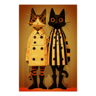 Poster Felines de mode - Chats Quirateux et bottes