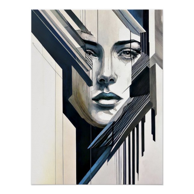Poster Femme abstraite géométrique (Devant)