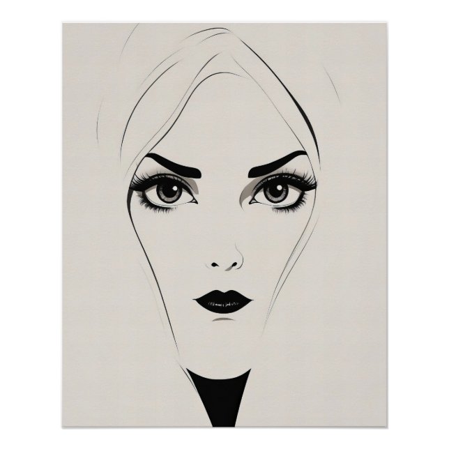 Poster Femme Abstraite noire et blanche (Devant)