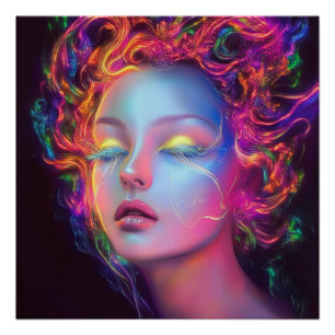 Poster Femme Alien aux cheveux cosmiques