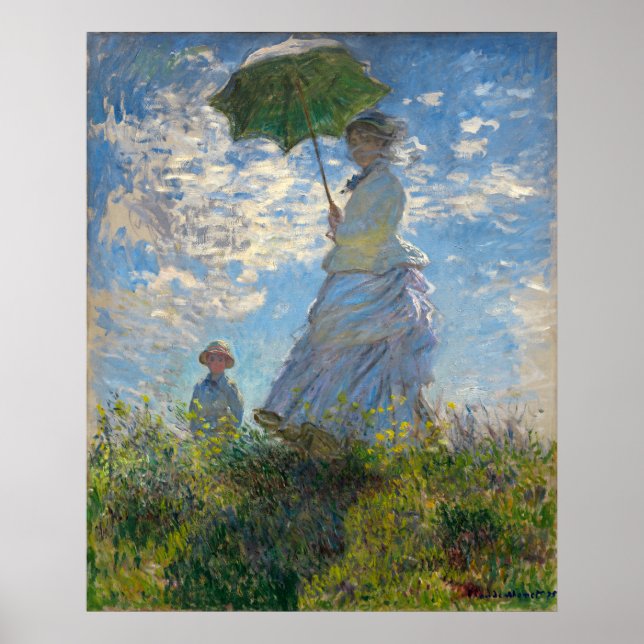 Poster Femme avec parasol - Madame Monet et son fils (Devant)