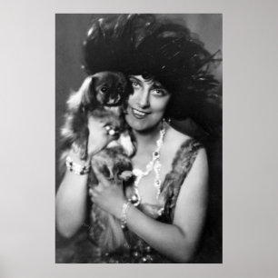 Poster Femme avec Pekingese, années 1920