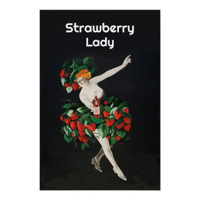 Poster FEMME AVEC STRAWBERRIES Art Nouveau (Devant)