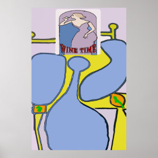 Poster Femme bleue Abstraite, Temps des vins