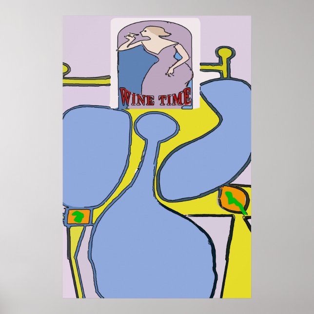 Poster Femme bleue Abstraite, Temps des vins (Devant)