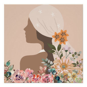 Poster Femme botanique d'esthétique neutre