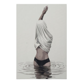 Poster "Femme dans l'eau" - Image murale minimale avec