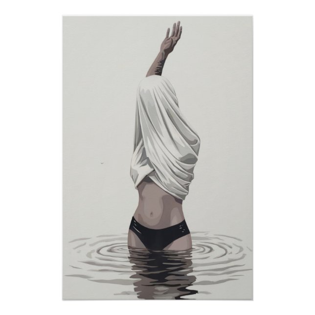 Poster "Femme dans l'eau" - Image murale minimale avec (Devant)