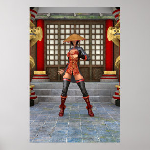 Poster Femme de combat asiatique