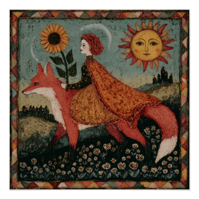 Poster Femme de conte de fée et renard (Devant)