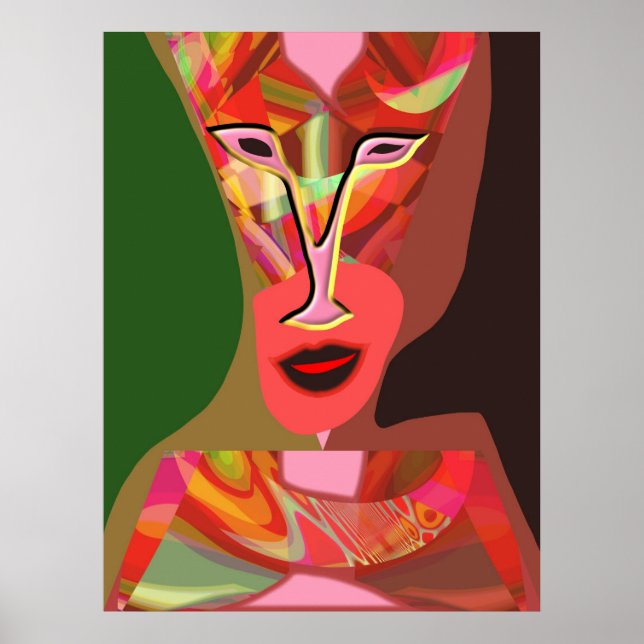Poster Femme écoutant de la musique chaude (Devant)