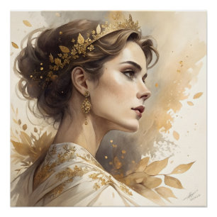 Poster Femme Élégante en Champagne et Or Luxe Artistique
