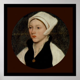 Poster Femme en coif blanc par Holbein toile Imprimer