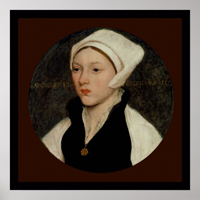 Poster Femme en coif blanc par Holbein toile Imprimer (Devant)