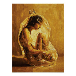 Poster Femme en plastique – Peinture à l'huile