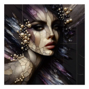 Poster Femme En Style - Oeuvre En Verre Tiré