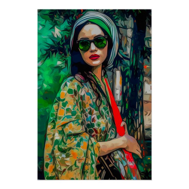 Poster Femme en verres verts (Devant)