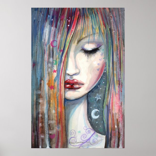 Poster Femme endormie de la fantaisie Pop Art (Devant)